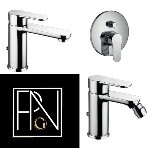Palazzani Bella Miscelatore lavabo bidet doccia deviatore cromo con scarico tradizionale