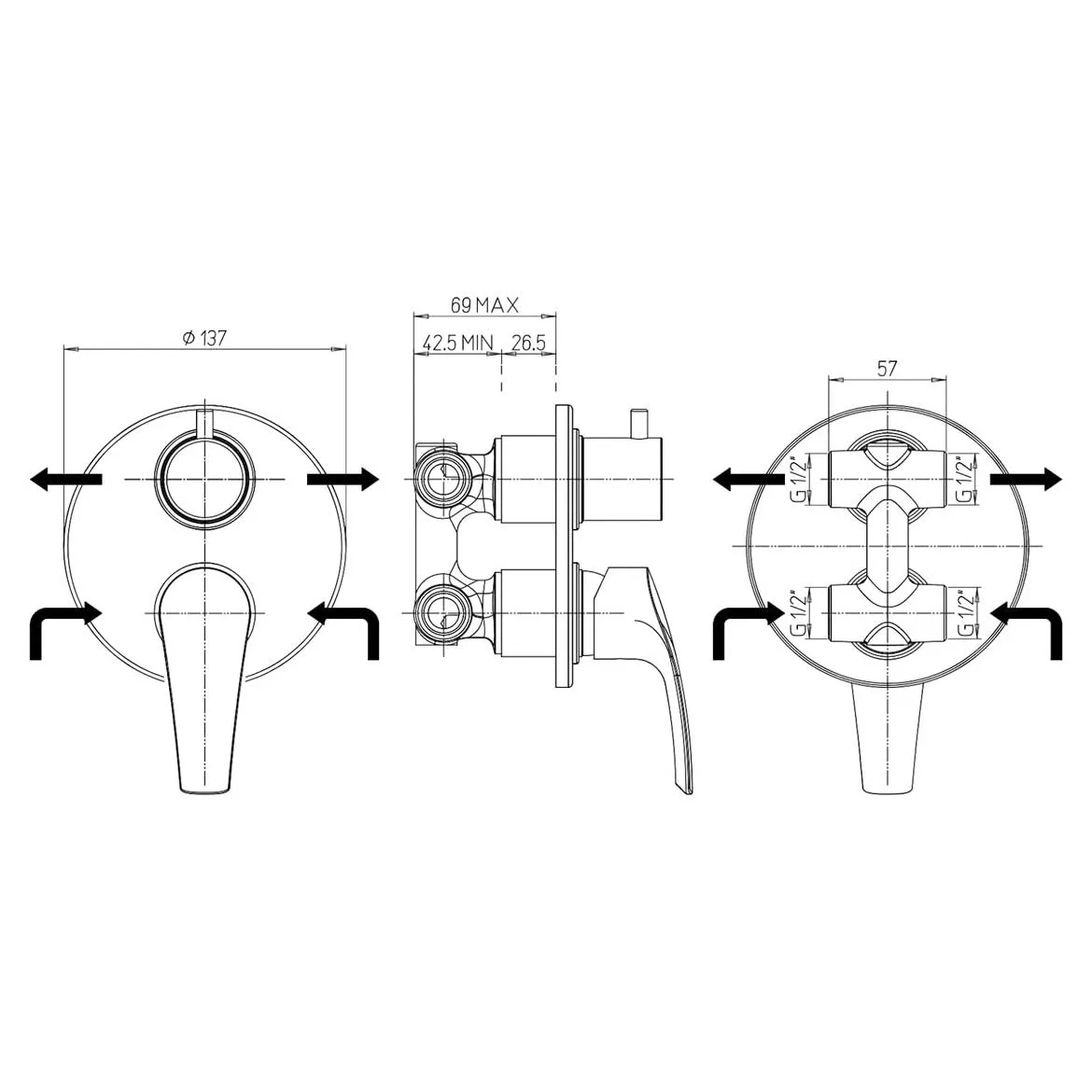 Ducati Miscelatore Lavabo bidet deviatore doccia serie HD 10 piletta click clack - immagine 8
