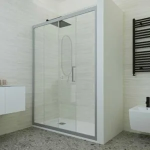 PORTA DOCCIA A 1 ANTA FISSA E 1 SCORREVOLE "ZETA" SILVER | Ceramiche Pa.Na. Group