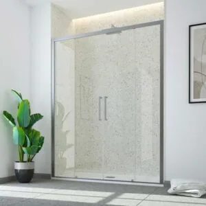 PORTA DOCCIA A 2 ANTE FISSE E 2 SCORREVOLI "ESSENCE" VETRO TRASPARENTE | Ceramiche Pa.Na. Group