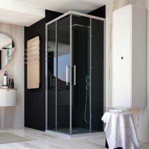 LATO PER BOX DOCCIA ANGOLARE "ESSENCE" 1 ANTA FISSA E 1 SCORREVOLE VETRO STAMPATO C | Ceramiche Pa.Na. Group
