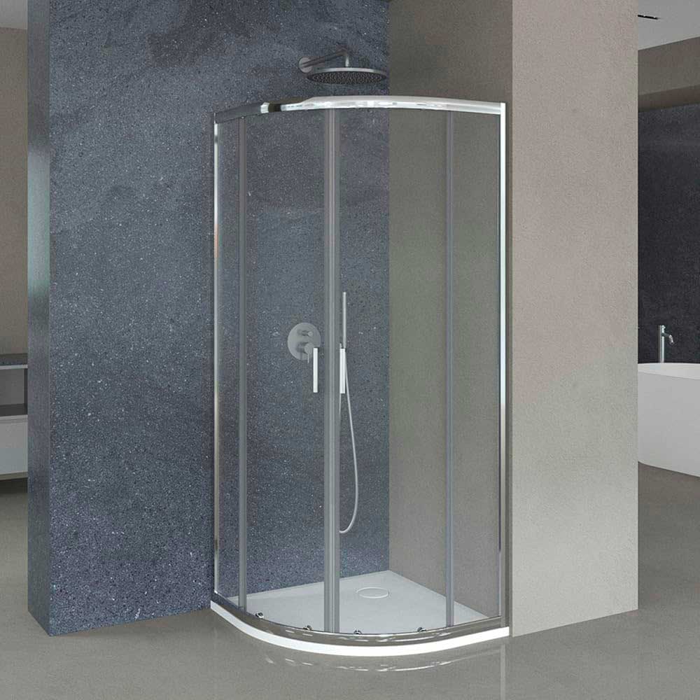 BOX DOCCIA SEMICIRCOLARE "TONGA" VETRO TRASPARENTE Sp.6 mm PROFILO CROMO | Ceramiche Pa.Na. Group