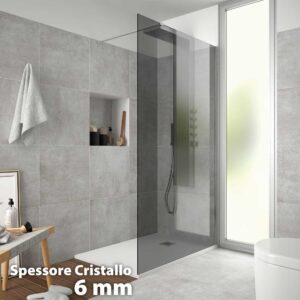 PARETE DOCCIA WALK-IN "ITACA" VETRO GREY Sp.6 mm PROFILO CROMO | Ceramiche Pa.Na. Group