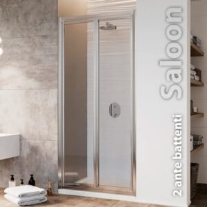 PORTA DOCCIA A 2 ANTE BATTENTI "FAST 2.0" VETRO TRASPARENTE PROFILO CROMO — Glass 1989 | Ceramiche Pa.Na.