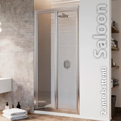 PORTA DOCCIA A 2 ANTE BATTENTI "FAST 2.0" VETRO TRASPARENTE PROFILO CROMO | Ceramiche Pa.Na. Group