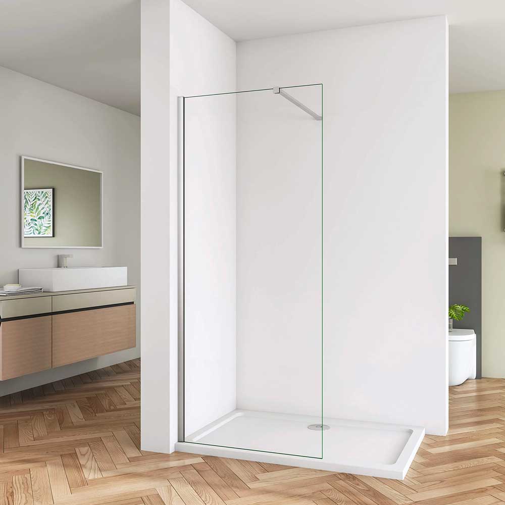 PARETE DOCCIA WALK-IN "CRETA" VETRO TRASPARENTE Sp.6 mm PROFILO CROMO | Ceramiche Pa.Na. Group