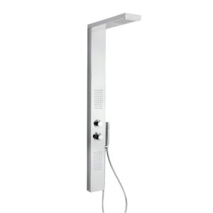 Crolla P-docce &ndash; Parete Attrezzata In Acciaio, Multifunzione, Anticalcare, Con Miscelatore Termostatico E Deviatore, Completa Di Soffione Con Funzione Cascata E Getti Frontali &mdash; Crolla | Ceramiche Pa.Na.