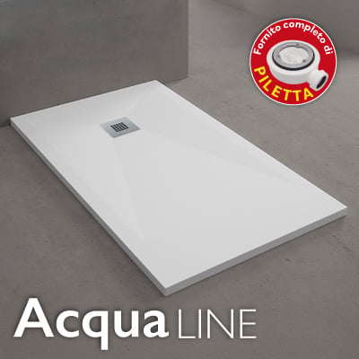 PIATTO DOCCIA RETTANGOLARE IN MINERAL MARMO "ACQUALINE" BIANCO | Ceramiche Pa.Na. Group